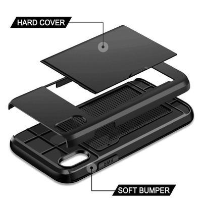 BUSINESS PHONE CASES FOR IPHONE X XS MAX XR CASE SLIDE ARMOR WALLET CARD SLOTS HOLDER COVER FOR IPHONE 7 8 PLUS 6 6S 5 5S SE